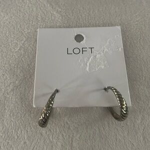 Loft Silver Small Hoop Earrings with Striped detailing